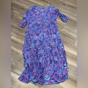 EUC Blue Ginger Floral Blue and Purple Flowy Dress